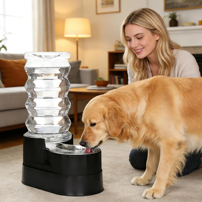RIZZARI 8L Elevated Pet Water Dispenser – Stainless Steel Gravity Waterer with Auto-Refill Design for Medium and Large Dogs & Senior Pets -Comfortable Drinking Height for Living Rooms,Multi-Pet Homes