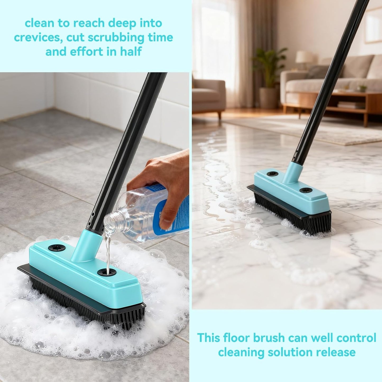 Rubber Broom Carpet Rake with Air Broom,Reusable Strong Grooming Gloves, for Carpet Pet Hair Remover Hardwood Floor, Cleans Glass, Fine Dust, Hair, Liquid