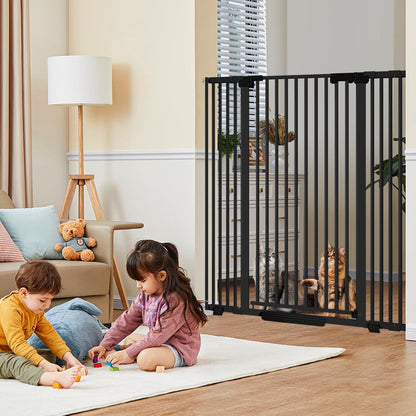 51'' Extra Tall Cat Gate for Doorways Hallways 30-40.9'' Wide, Pressure Mounted Pet Dog Gates No Drilling Auto Close, Cat Fence Barrier Indoor Climb Proof (Black)
