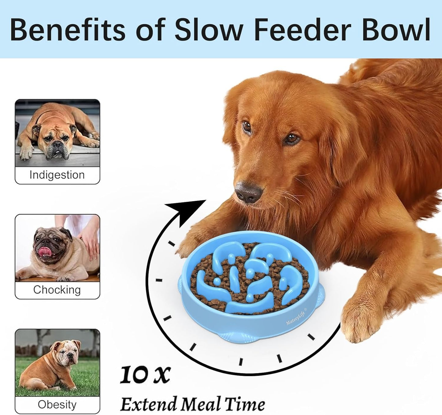 MateeyLife Slow Feeder Dog Bowls 2PCS, Anti-Choking Puzzle Dog Food Bowls, Anti-Slip Interactive Feeding Slow Down Eating, Bloat Stop Maze Dishes for Medium Breeds Pink&Purple
