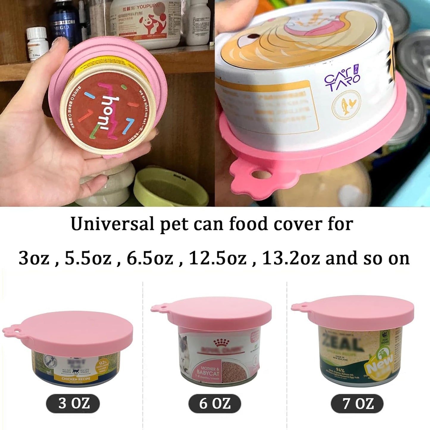 Pet Can Opener & 3 Pcs Cat Food Can Lids | Universal BPA Free Silicone Covers & Multi-Function Wet Food Spoon for Cat and Dog Food(Dark Blue)