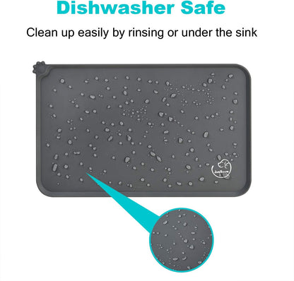 Silicone Waterproof Dog Cat Pet Feeding Mats, Non Slip, Easy Clean Pet Dog Cat Bowl Mats Placemat (18.5" x 11.5") Green