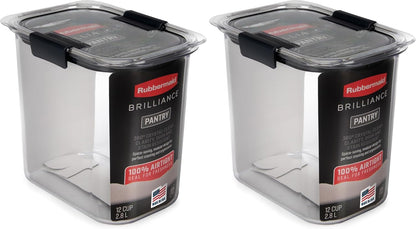 Rubbermaid Brilliance 16-Cup Airtight Food Storage Container with Lid Clear/Grey - optimal for pantry organization flour sugar and food storage