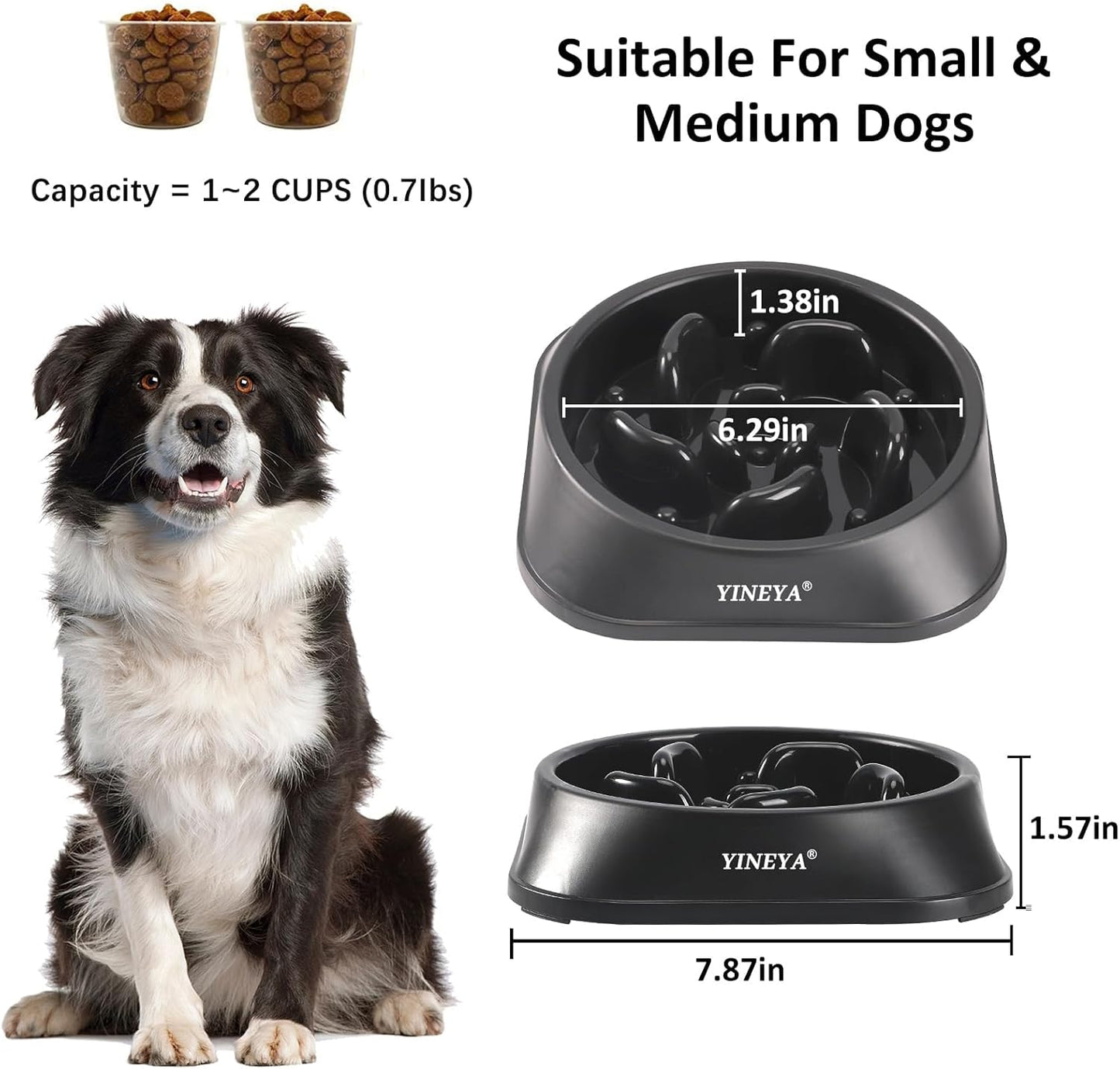 YINEYA Slow Feeder Dog Bowls, Pet Supplies that Slow Down Eating, Pet Food Bowls, Maze Dog Puzzle Feeder for Medium Breed