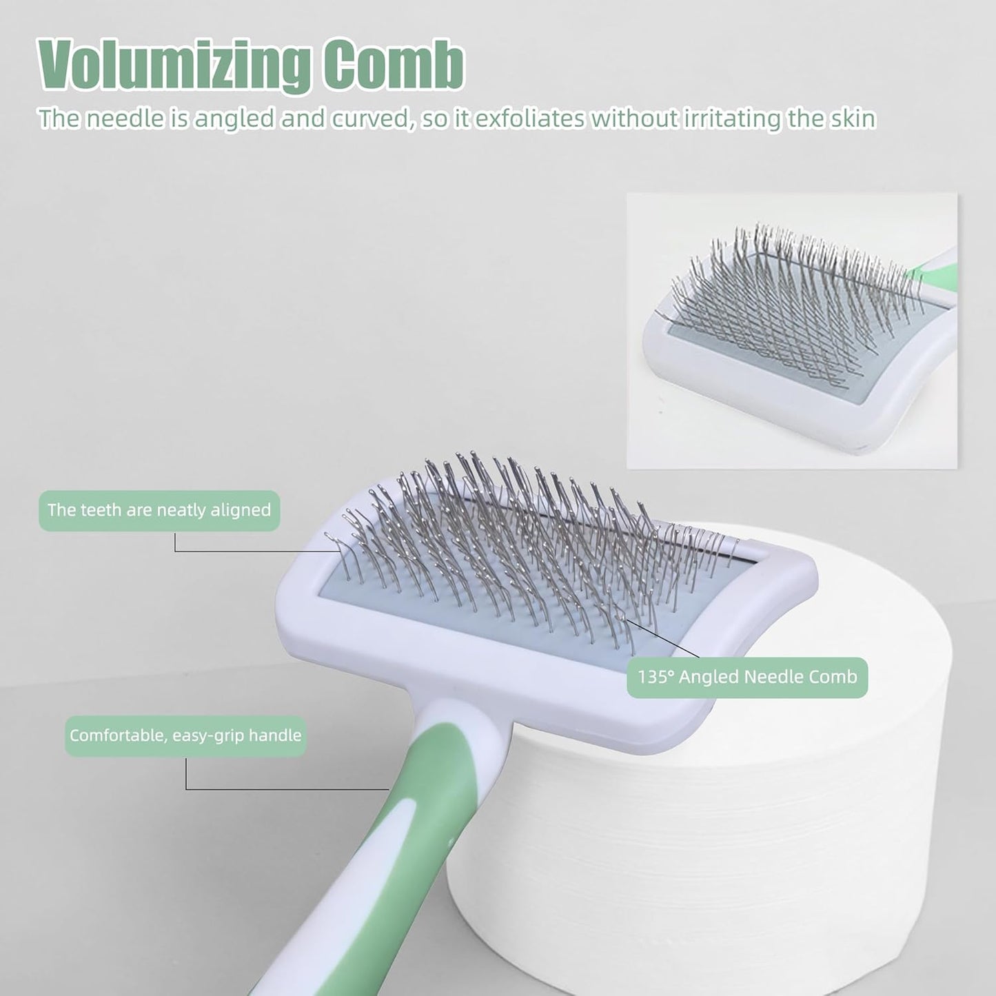 Slicker Brush for Dogs & Pet Comb,Grooming Brush for Thick,Fluffy,Shedding Fur on Dogs and Cats Soft,Gentle Pins for Grooming