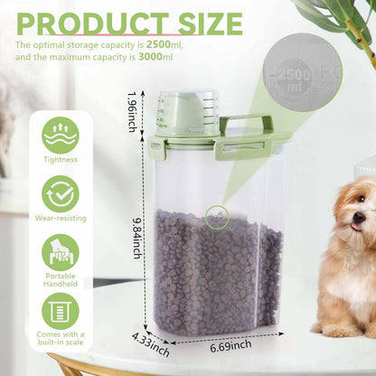 SenseYo 2.5lb Pet Food Storage Container with Measuring Cup, 3L Cat Food Storage Container Dog Food Storage BPA Free for Small Dog, Cat, Bird (Pink)
