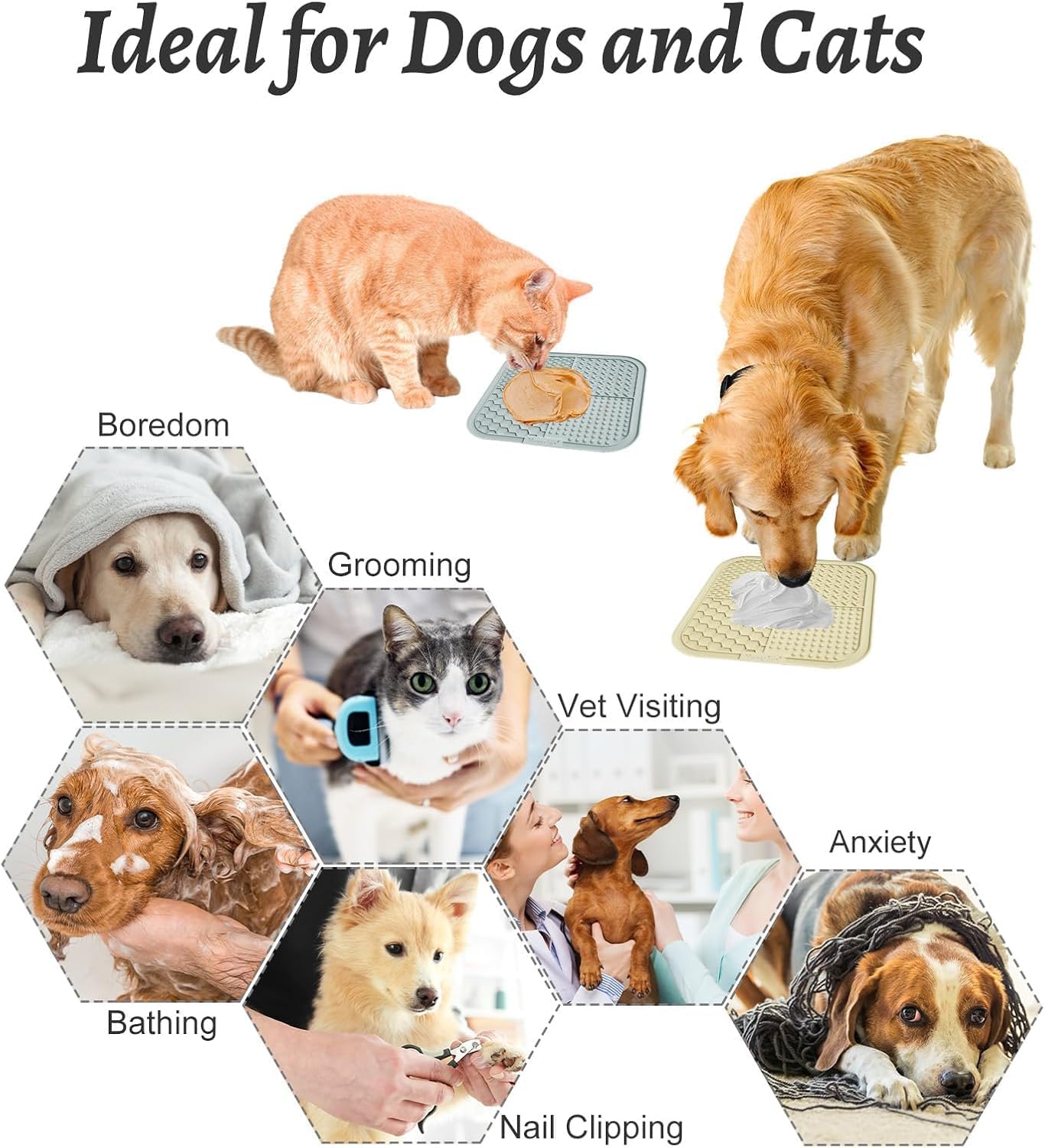 MateeyLife 2PCS Large Lick Mat for Dogs with Suction Cups, Slow Feeder Bowls, Cat Lick Mat for Anxiety Relief, Dog Toys to Keep Them Busy, Enrichment Toys for Bathing, Cat Licking Pad for Boredom