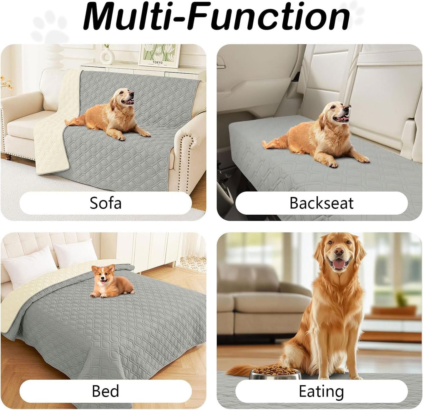 hyha Waterproof Dog Bed Blanket, Soft Pet Blankets, Waterproof Couch Cover for Dogs, Reversible Sofa Covers Washable for Furniture (30x70 Inch, Grey/Dark Grey)