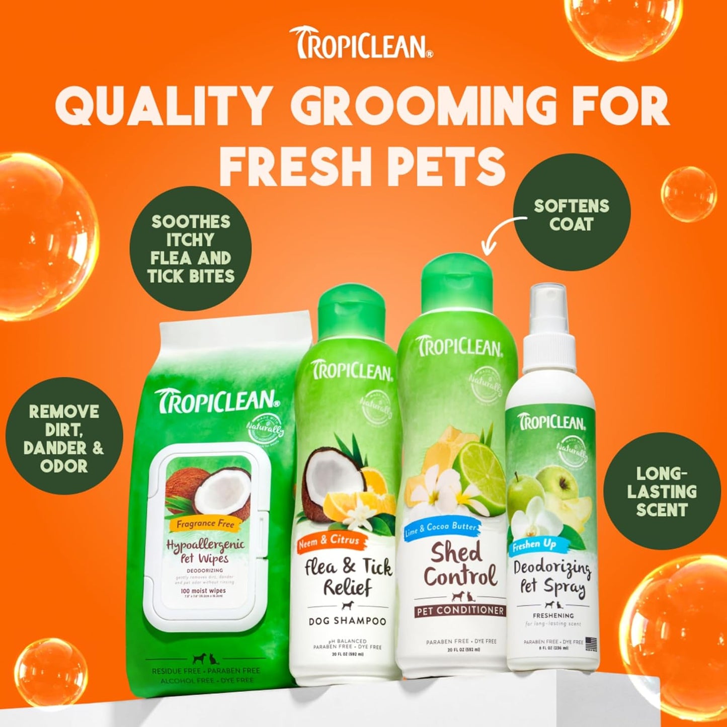 TropiClean Deshedding Dog Shampoo, Fast-Acting Shedding Control & Coat Softener, Puppy Safe, Made in USA, Lime & Coconut Scent, Cat Friendly, 20oz.