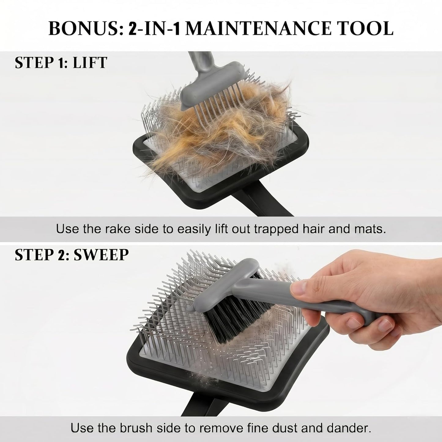 WPQAEM Dog Slicker Brush Set for Detangling & Shedding, Deep Grooming Kit for Thick, Curly & Double Coats (Goldendoodle, German Shepherd), Includes Metal Comb, Cleaning Tool & Bath Brush