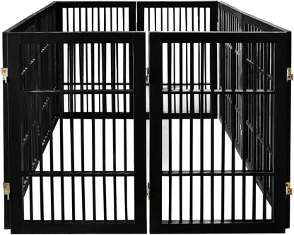 Urnporium Freestanding Wooden Dog Gate for Doorways – Foldable Acacia Wood Pet Gate, No Drill Portable Indoor/Outdoor Puppy Fence Barrier (White Pet Gate, 3 Panel 24" Tall)
