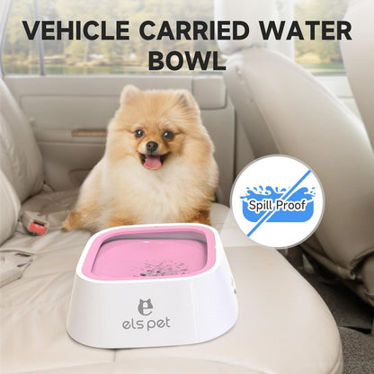 ELS PET Travel Bowl, No Spill, No Drip Slow Water Feeder/Dispenser for Dogs, Cats, 35oz/1L, Splash Proof Travel Bowl for Crate and Car, Keeps Floor & Beard Dry, Dishwasher Safe (Grey)