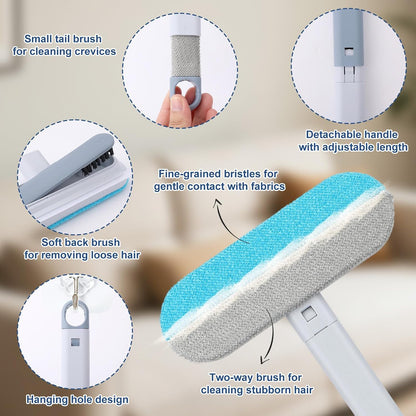 Pet Hair Removal Tool & 2 Cleaning Brushes, Multifunctional Pet Hair Remover Reusable Washable Dog Cat Fur Cleaning Broom for Carpet Sofa Furniture Window Tile