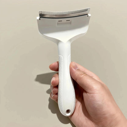 Pink Small Comb for Shedding Dogs & Cats, V-Shape Tight Teeth Deshedding Dog Brush with Ergonomic Design Grip Handle, Pro Pet Combs for Reducing Loose Hair