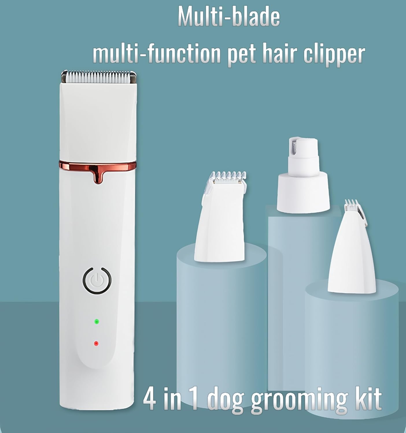 Low Noise 4-in-1 Dog Grooming Clippers Kit,Cordless Dog Nail Clipper,Dog Paw Trimmer,Cat Ear Trimmer,Pet Cat Dog Hair Trimmer for Small Large Dogs Cats and Rabbits Grooming at Home(Beige)
