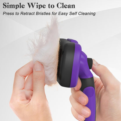 Swihauk Self Cleaning Slicker Brush for Dogs & Cats - Skin Friendly Deshedding and Grooming Brush for Haired Pets, Pet Supplies Accessory, Black