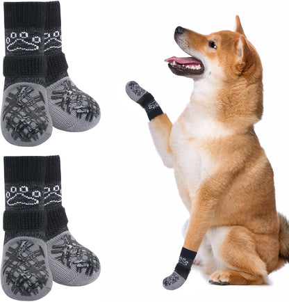 BEAUTYZOO Dog Socks to Prevent Licking Paws -Dog Shoes for Hot Pavement & Hardwood Floors Anti Slip, Traction Control Boots & Paw Protectors with Double Side Grips for Small Medium Large Senior Dogs