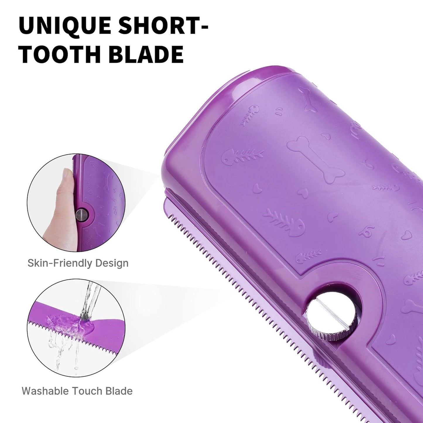 Dog Deshedding Brush & Shedding Blade, Dog Brush for Shedding, Undercoat Grooming Tool for Short & Medium Fur & Double Coats, Replaceable Metal Blade, Black