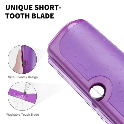 Dog Deshedding Brush & Shedding Blade, Dog Brush for Shedding, Undercoat Grooming Tool for Short & Medium Fur & Double Coats, Replaceable Metal Blade, Black