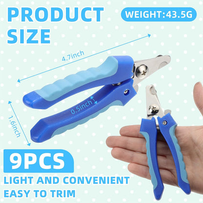 9 Pcs Small Dog Nail Clippers Bulk with Safety Guard to Avoid Over-Cutting Pet Nail Claw Grooming Pet Cutter Toenail Trimmer for Small Medium Dogs Nails Home Grooming(Classic)