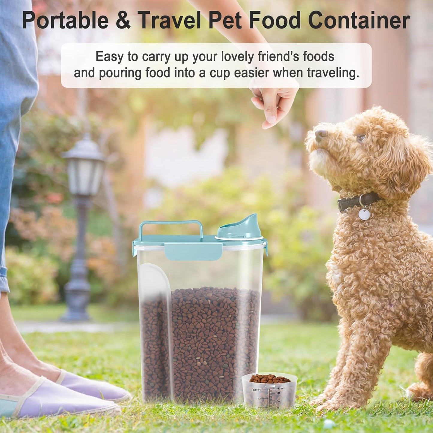 Dog Cat Food Storage Container, Pet Food Container Airtight with Large Spout & Cup, BPA-Free Plastic Food Dispenser for Pet Food, Bird Seed, Rice, Flour - Pink 2.5-5lb (1 pack)