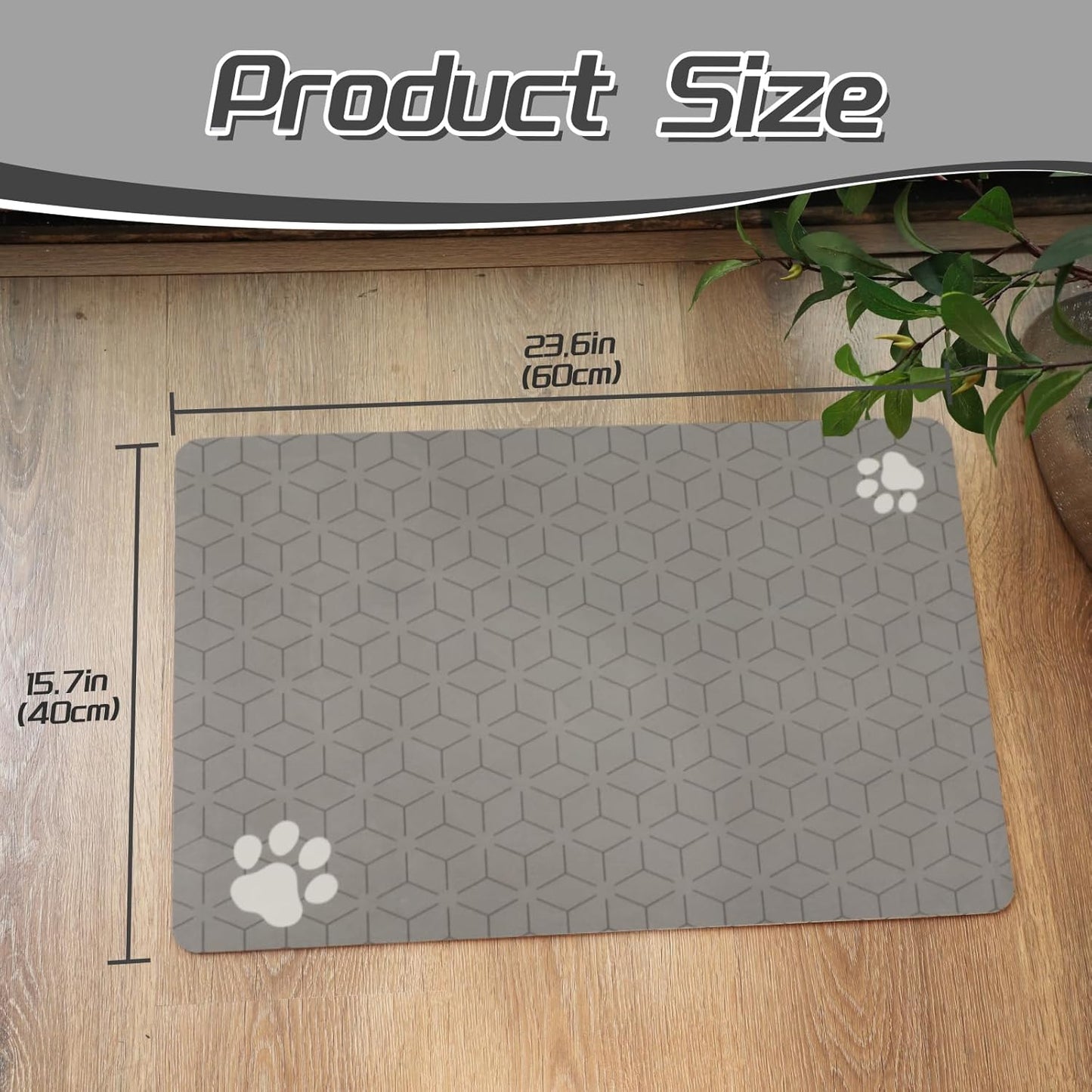 Le courant Dog Cat Feeding Mat,Water Absorbent, Non Slip Placemat for Pets Bowl and Water,100% Waterproof Feeding Mats for Multiple Breeds.Grey.Bone Printing