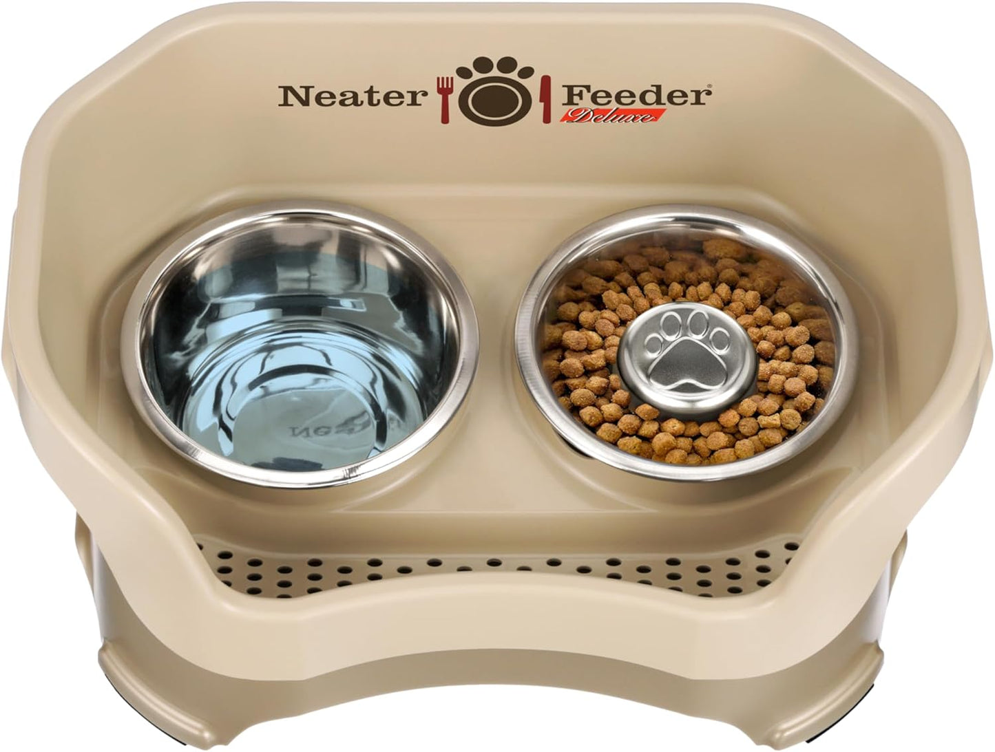 Neater Pet Brands Neater Feeder Deluxe Mess Proof Dog Bowls Elevated for Large Dogs Over 40 lbs, Made in USA, No Spill Raised Dog Food Bowl Stand Feeding Station, Food and Water Bowl Set, Black