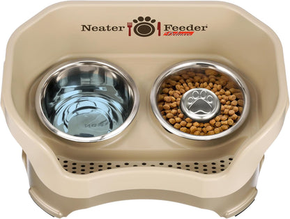 Neater Pet Brands Neater Feeder Deluxe Mess Proof Dog Bowls Elevated for Large Dogs Over 40 lbs, Made in USA, No Spill Raised Dog Food Bowl Stand Feeding Station, Food and Water Bowl Set, Black