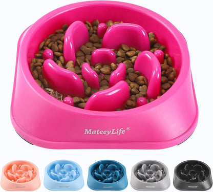 MateeyLife Slow Feeder Dog Bowls 2PCS, Anti-Choking Puzzle Dog Food Bowls, Anti-Slip Interactive Feeding Slow Down Eating, Bloat Stop Maze Dishes for Medium Breeds Pink&Purple