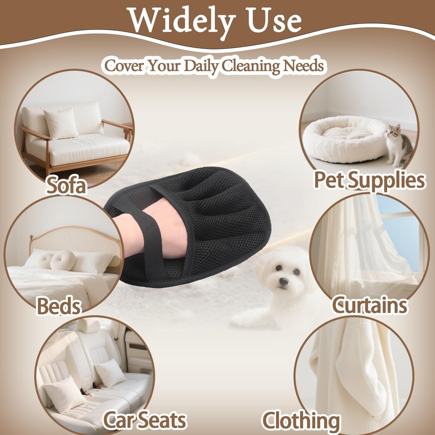 Pet Hair Remover Glove - Reusable Electrostatic Five-Finger Gloves for Cat/Dog Hair Removal on Furniture, Carpet & Clothes (1PCS)