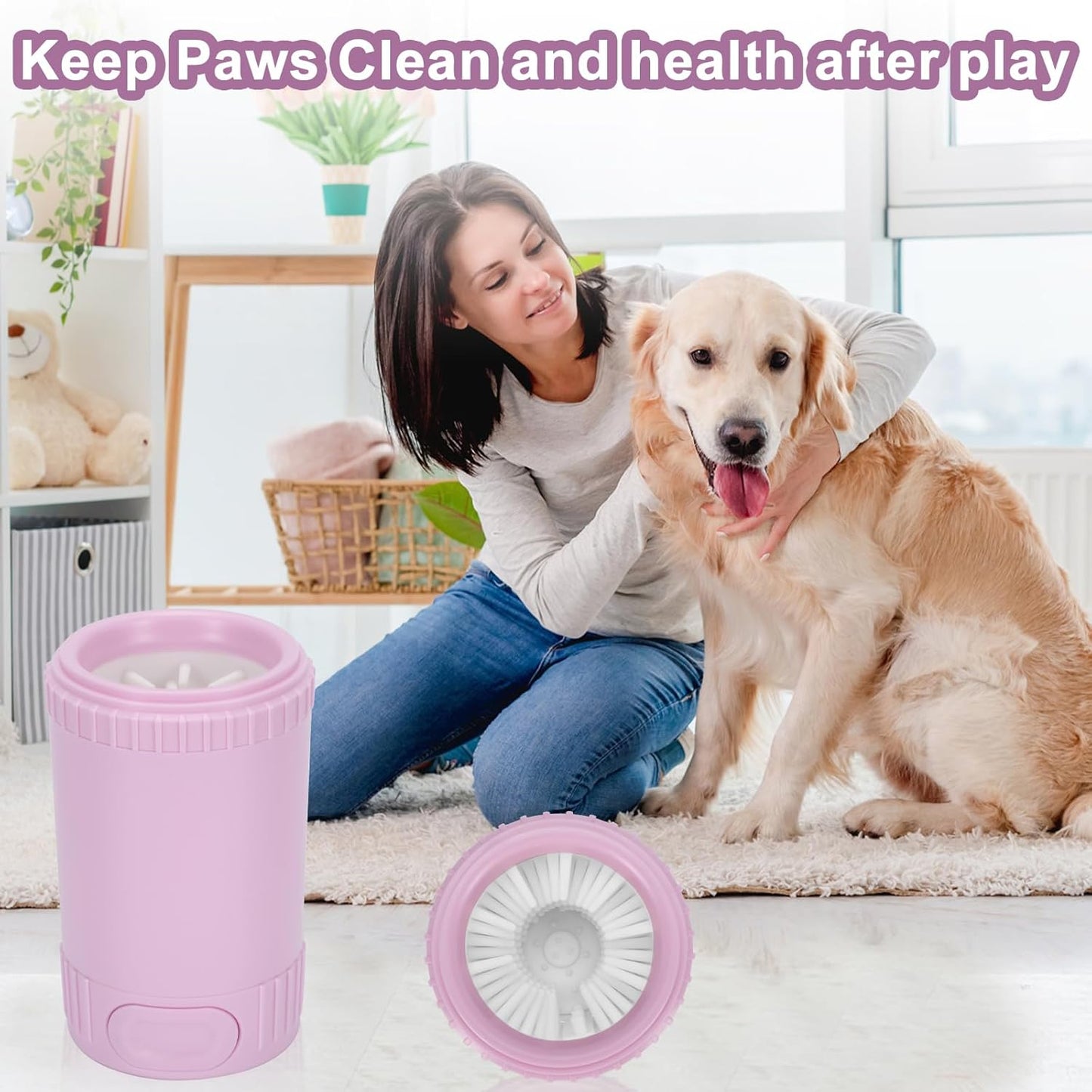 Dog Paw Cleaner, Pet Foot Washer for Small Medium Dogs Cat, Grooming Essentials to Wash Muddy Puppy Feet (Grey)
