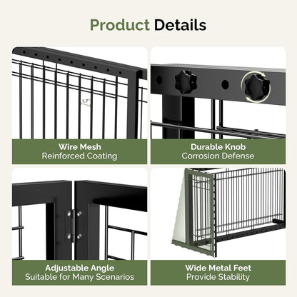 Outvita Freestanding Dog Gate, 24" H Foldable Wooden Pet Barrier Fence,3-Panel Pet Fence with Support Feet for Stairs，Hallways,Doorways, Walnut