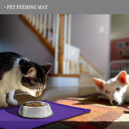 Reopet Waterproof Pet Feeding Mat, Non-Slip Silicone Placemats for Dog Cat Food and Water Bowl, High Raised Edges to Prevent Spills and Protect Floors
