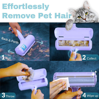 DELOMO Pet Hair Remover Roller: Reusable Lint Roller with Large Fur Bin - Portable Cat and Dog Hair Remover for Couch, Bedding, Car, Rugs & Furniture, Effective and Eco-Friendly, for Multi-Pet Homes