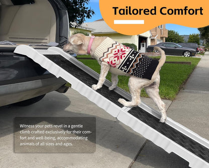 PawStep 51066 Pet Ramp with Soft Traction - Folding, Non-Slip Dog Ramp for Large Dogs up to 300 lbs - Folds from 35 to 68.5 Inches - Portable for Trucks, SUV, Cars