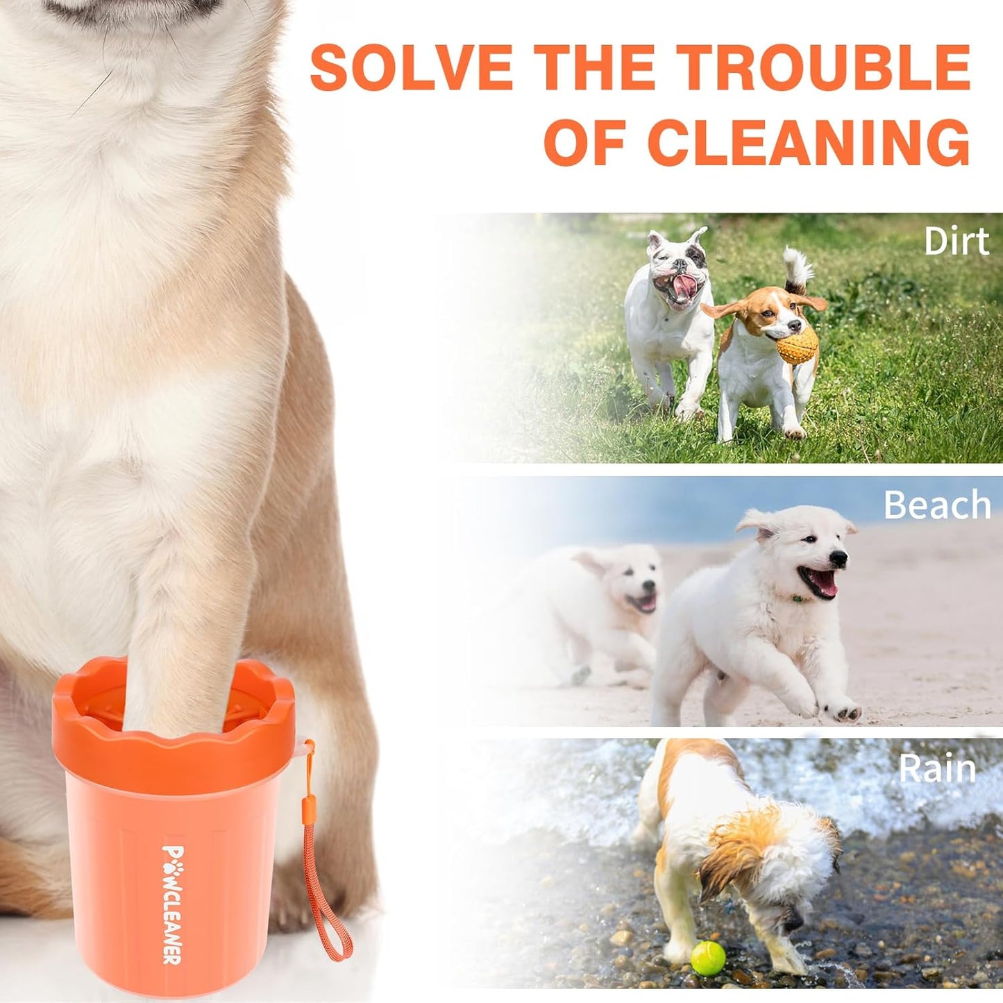 Professional 7 in 1 Dog Paw Cleaner for Dogs & Cats - Includes 1 Portable Paw Washer, 1 Bath Brush, 2 Dog Toothbrushes and 3 Absorbent Towels Note: Fits Paws up to 2 Inches Wide (Small, Blue)
