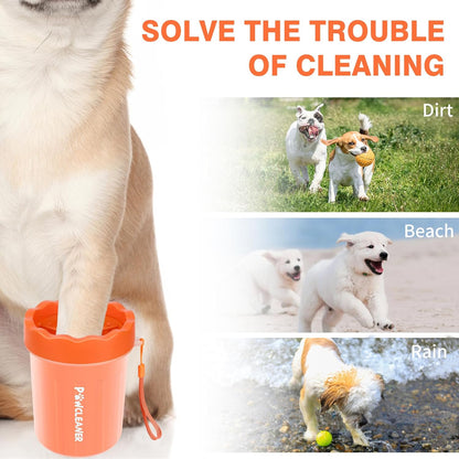 Professional 7 in 1 Dog Paw Cleaner for Dogs & Cats - Includes 1 Portable Paw Washer, 1 Bath Brush, 2 Dog Toothbrushes and 3 Absorbent Towels Note: Fits Paws up to 2 Inches Wide (Small, Blue)