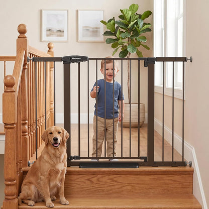 Mumeasy 36" High Extra Tall Dog Gate, 29.6"-40.5" Wide Pressure Mounted Tall Baby Gate for Dog, Auto Close Pet Gate with Door for Stairs,Doorways,House,Black