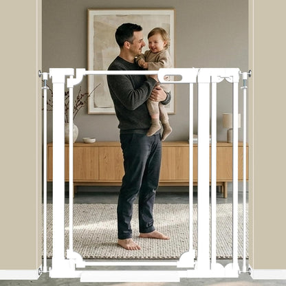 WAOWAO Clear Baby Gate for Stairs Modern Design Acrylic Auto Close Pet Gate, 29.52-37.79" Wide Safety Baby Gate for Doorways,White Clear Dog Gates Indoor, Hallways,Kitchen