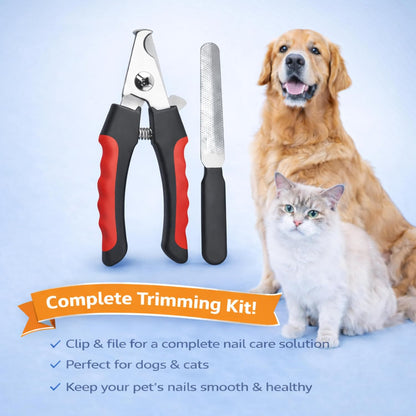 Dog & Cat Nail Clippers & Trimmers - Extra Sharp Dog Clippers with Stainless Steel Blades & Safety Guard to Avoid Overcutting - Ergonomic Cat Nail Clippers with Non-Slip Grip & Lock Feature
