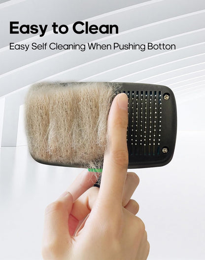Self Cleaning Shedding Brush - Skin Friendly Grooming Tool for Dogs, Cats, and Puppies, Deshedding and Hair Removal for Long and Short Haired Pets (Green)