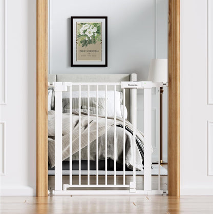 Babelio Baby Gate for Doorways and Stairs, 36-41" Pet Gate with Wide Walk Thru Door and Lock Indicator, No Drill Pressure Mounted Safety Gate with Double Lock and Self-Closing, Black