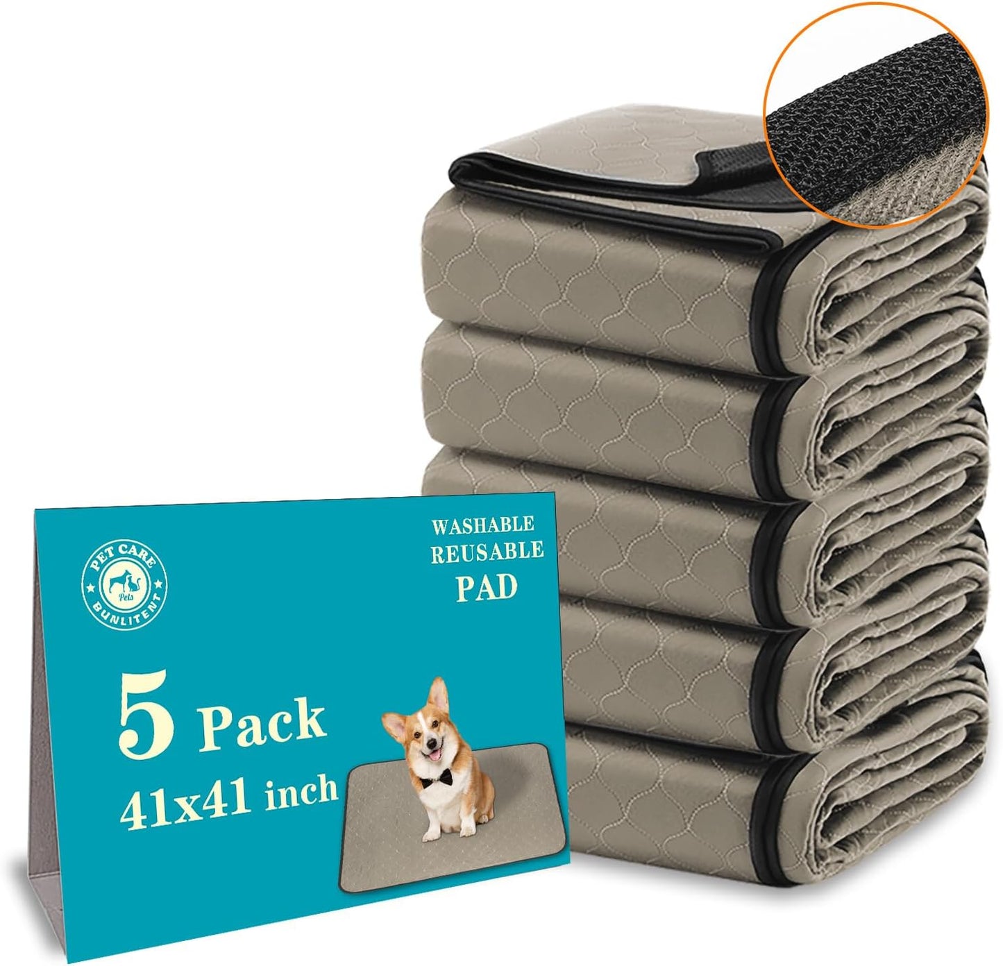 Bunlitent Washable Pee Pads for Dogs 72x72, 2 Pack, Extra Large Reusable Puppy Pads, Dog Training Pads with Quick Dry, Large Anti-Slip Dog Pee Pads, Whelping Pads, Potty Pad