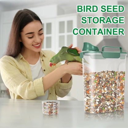 TBMax Dog Food Storage Container 5-7 lbs, Airtight Cat Food Container with Larger Spout & Measuring Cup, Portable Pet Food Storage Dispenser for Small Animal Kibble Storage, Bird Seed Container