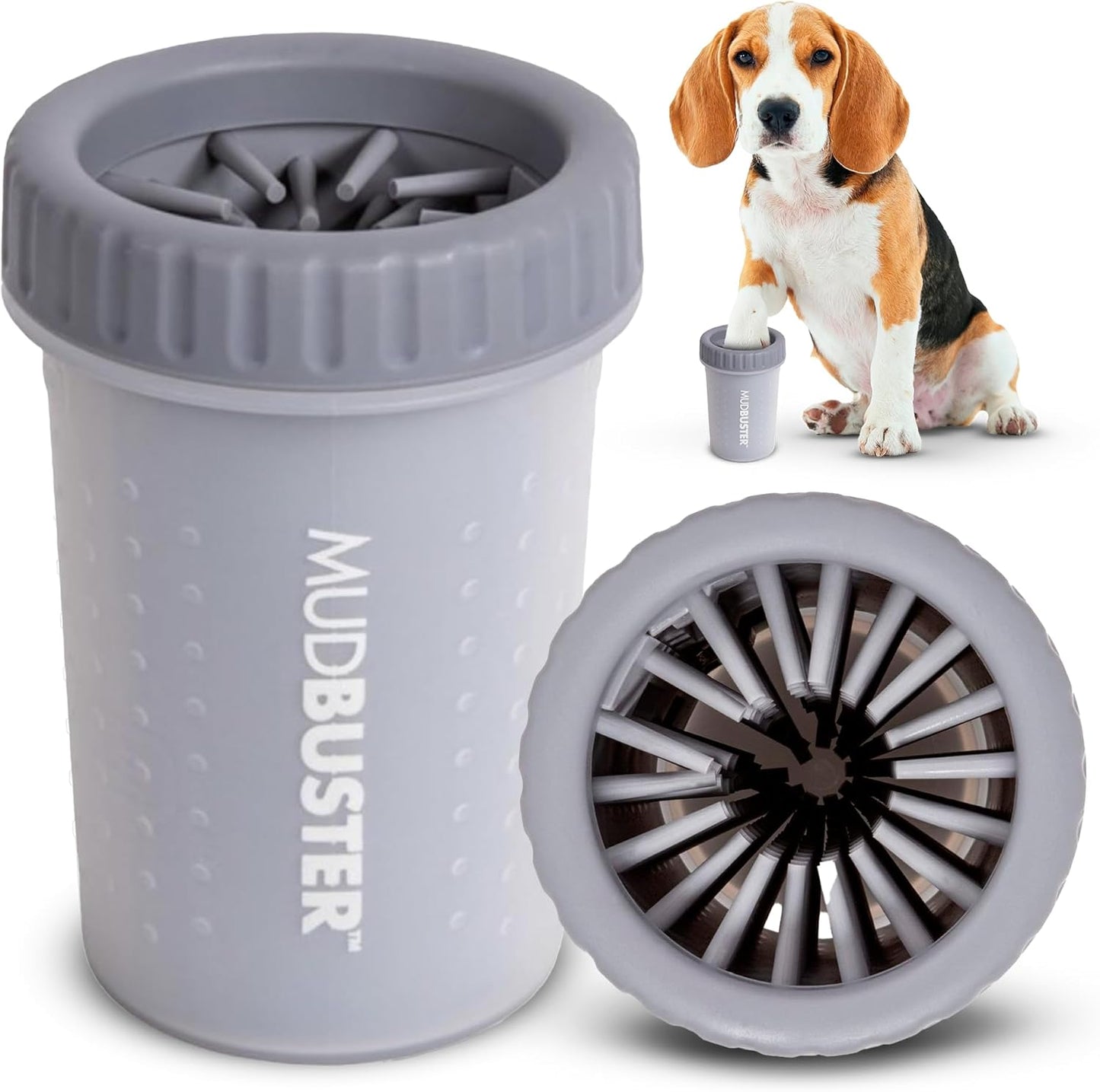 Dexas MudBuster Medium Dog Paw Cleaner in Fuchsia - Fits 1.5"-2.5" Wide Paws, Portable Paw Washer for Muddy Paws, Dog Paw Cleaning Cup with Gentle Silicone Bristles, Quick Clean Pet Paw Washer