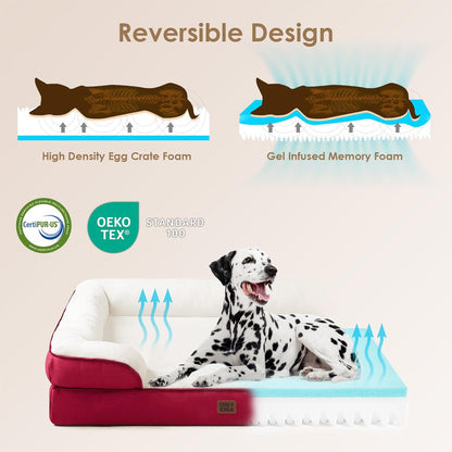 EHEYCIGA Orthopedic Dog Beds for Extra Large Dogs 44x32Inch, Waterproof Memory Foam XL Pet Bed with Sides, Non-Slip and Egg-Crate Foam Big Dog Couch Bed with Washable Removable Cover, Grey