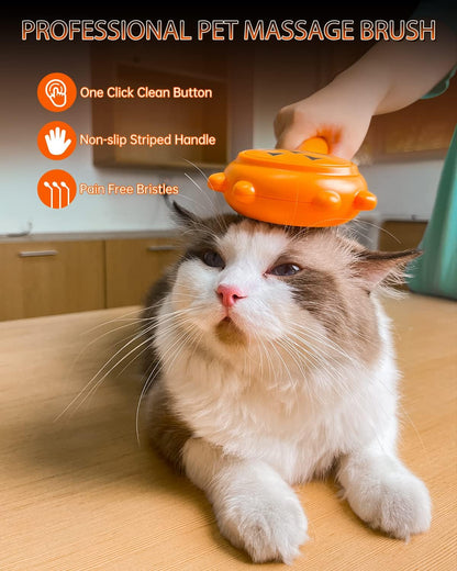 Pet Demon Brush, Cute Self Cleaning Slicker Brush for Dogs Cats Puppy Rabbit, Professional Pet Grooming Hair Removal Tool for Short & Long Hair