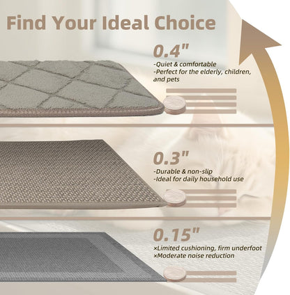 Art3d Stair Treads for Wooden Steps 15Pcs, 8" X 30" X 0.3" Non Slip Stair Runner Rugs with Reusable Adhesive for Elders Kids and Dogs, Washable Peel and Stick Stair Treads Carpet, Gray