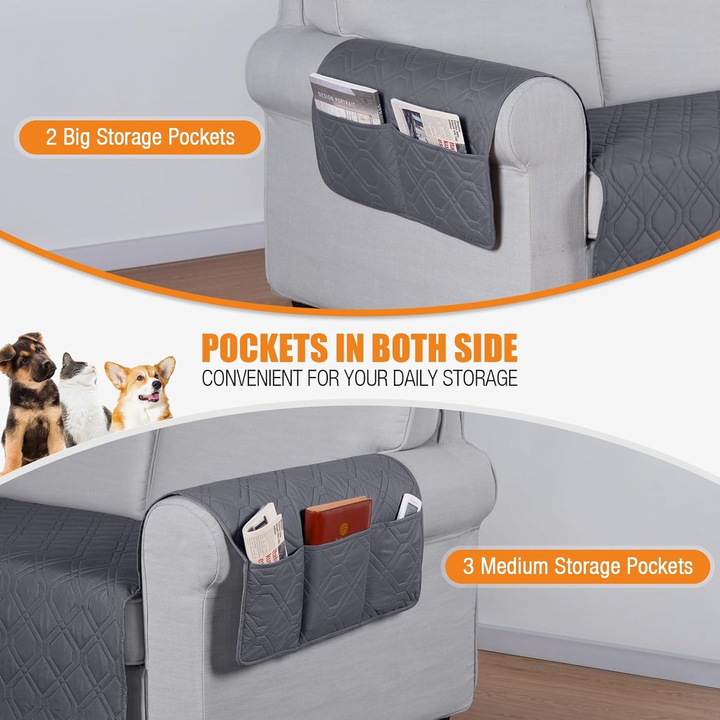 VANSOFY Couch Cover, Waterproof Sofa Covers Washable Slipcover Furniture Protector Couch Seat Covers Non-Slip Couch Cover for Dogs, Pets(Sofa, Dark Gray)