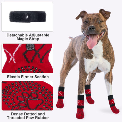 BEAUTYZOO Dog Socks to Prevent Licking Paws -Dog Shoes for Hot Pavement & Hardwood Floors Anti Slip, Traction Control Boots & Paw Protectors with Double Side Grips for Small Medium Large Senior Dogs